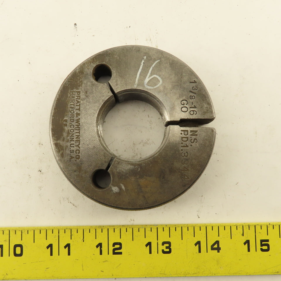 Pratt Whitney 1-3/8"-16 NS Thread Ring GO GAGE ONLY GO PD 1.3344