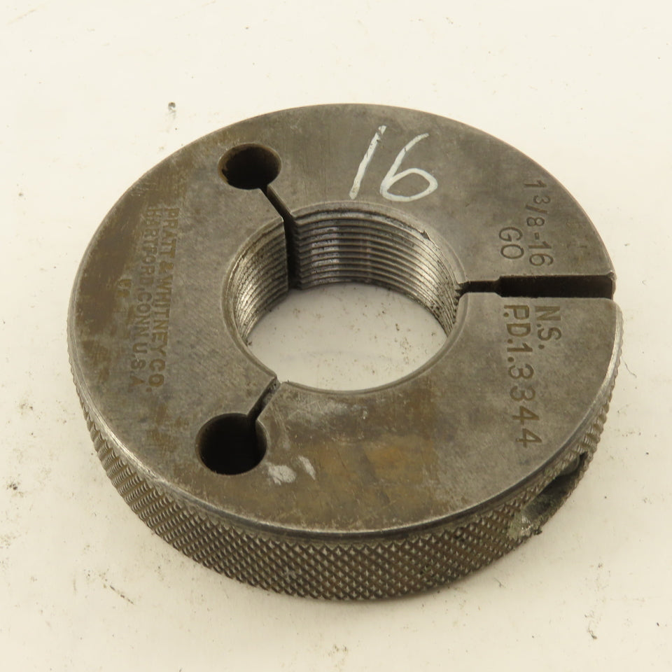 Pratt Whitney 1-3/8"-16 NS Thread Ring GO GAGE ONLY GO PD 1.3344