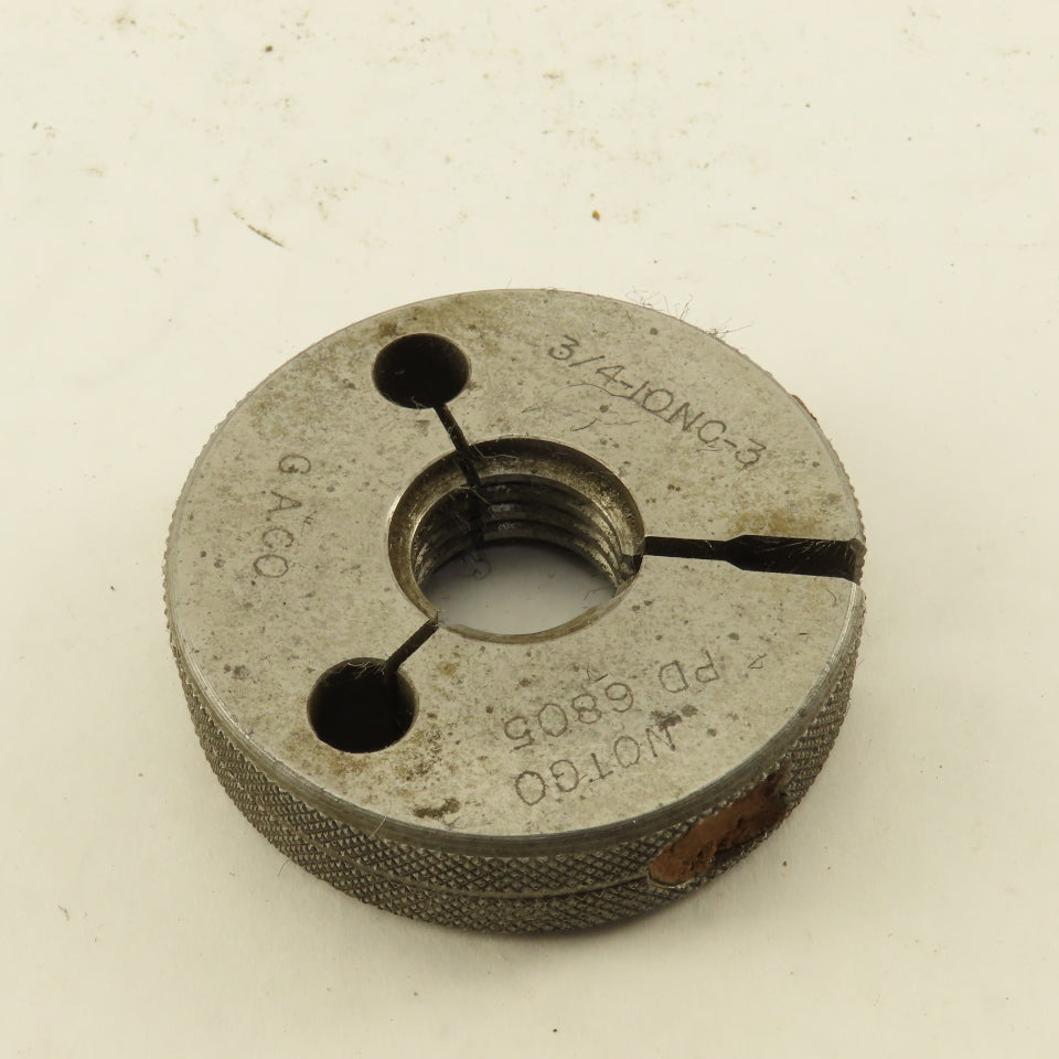 CACO 3/4"-10 UNC-2A  Thread Ring NOT GO GAGE ONLY NO GO PD 0.6805