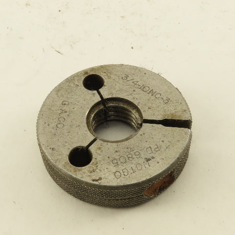 CACO 3/4"-10 UNC-2A  Thread Ring NOT GO GAGE ONLY NO GO PD 0.6805