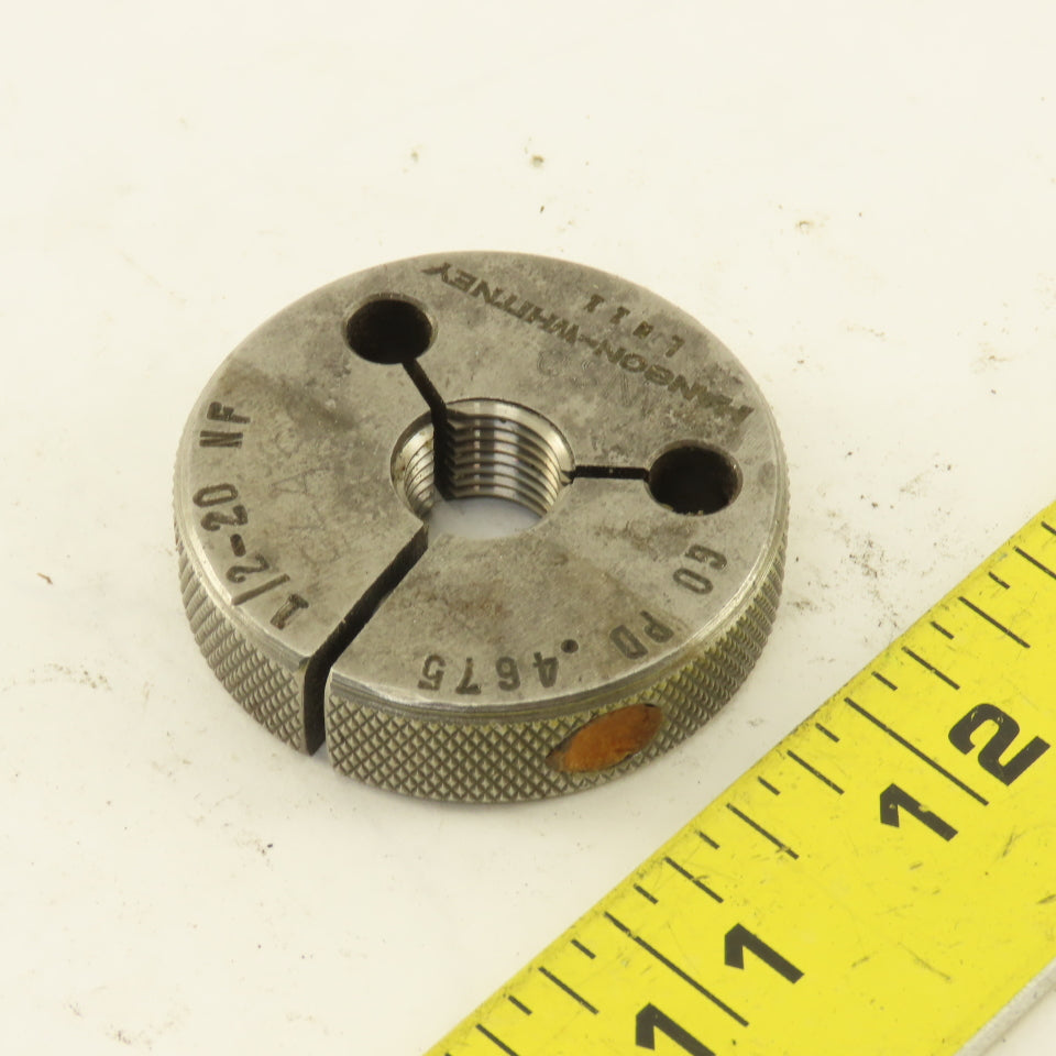 Hanson Whitney 1/2"-20 UNF-2A Thread Ring GO GAGE ONLY GO PD 0.4675