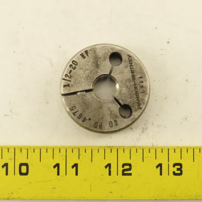 Hanson Whitney 1/2"-20 UNF-2A Thread Ring GO GAGE ONLY GO PD 0.4675
