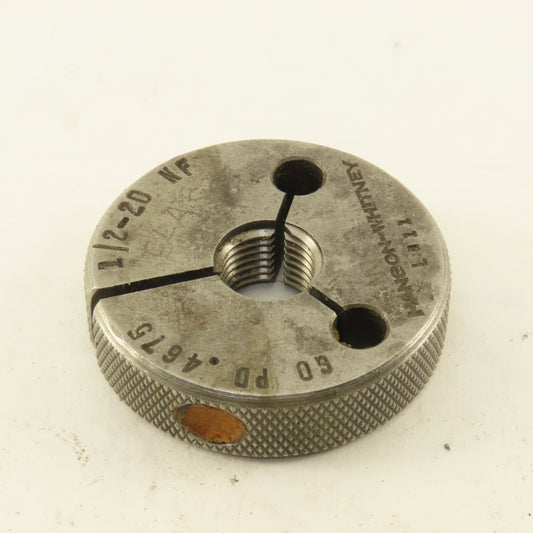 Hanson Whitney 1/2"-20 UNF-2A Thread Ring GO GAGE ONLY GO PD 0.4675