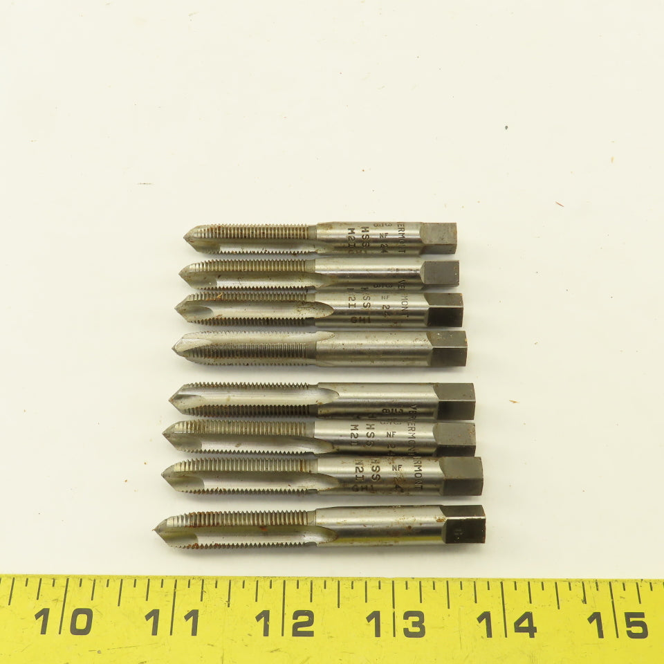 Vermont 3/8"-24 NF Straight Flute Spiral Point Hand Tap Lot Of 8