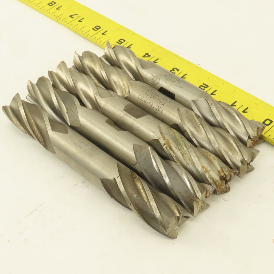 3/4" Dia. 4 Flute Twist Double Ended Square End Mill Lot Of 5