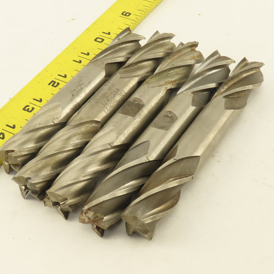 3/4" Dia. 4 Flute Twist Double Ended Square End Mill Lot Of 5