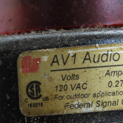 Federal Signal AV1 120V Audio Visual Alert Beacon Red Lens