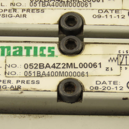 Numatics 052BA4Z2ML00061 Pneumatic Logic Solenoid Valve Bank 24VDC Coil
