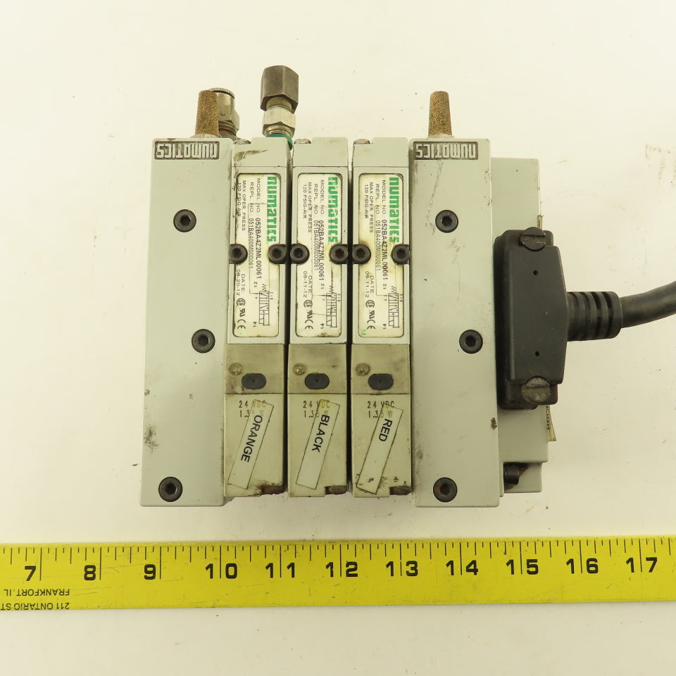 Numatics 052BA4Z2ML00061 Pneumatic Logic Solenoid Valve Bank 24VDC Coil