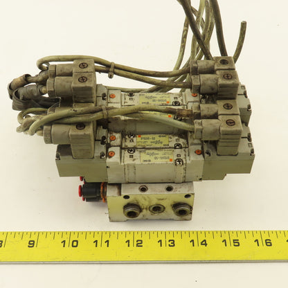 SMC SY5240-5D 2 Position Pneumatic Logic Solenoid Valve Bank Manifold 24VDC Coil