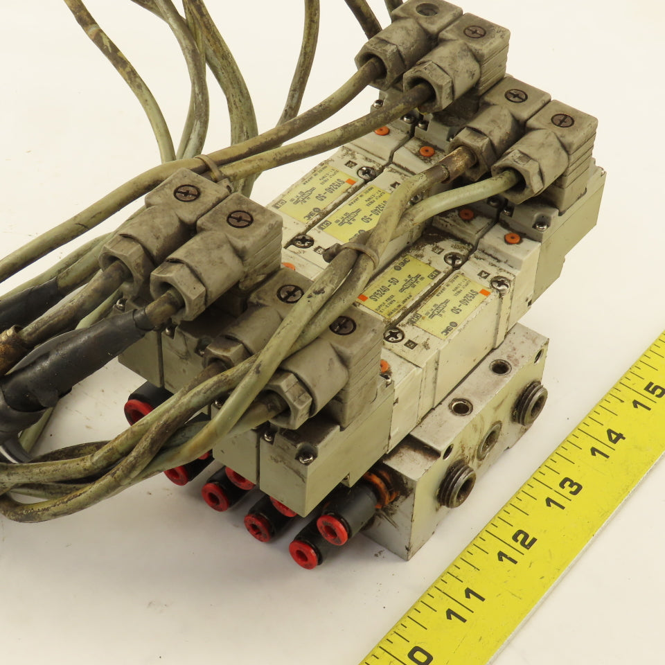 SMC SY5240-5D 2 Position Pneumatic Logic Solenoid Valve Bank Manifold 24VDC Coil