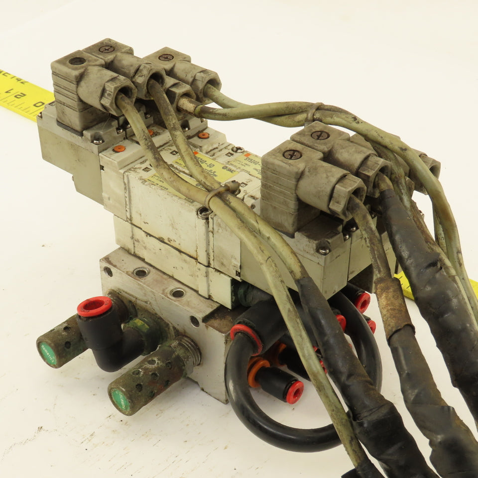 SMC SY5240-5D 2 Position Pneumatic Logic Solenoid Valve Bank Manifold 24VDC Coil