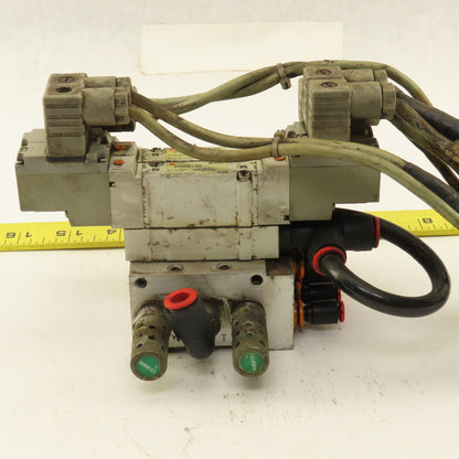 SMC SY5240-5D 2 Position Pneumatic Logic Solenoid Valve Bank Manifold 24VDC Coil