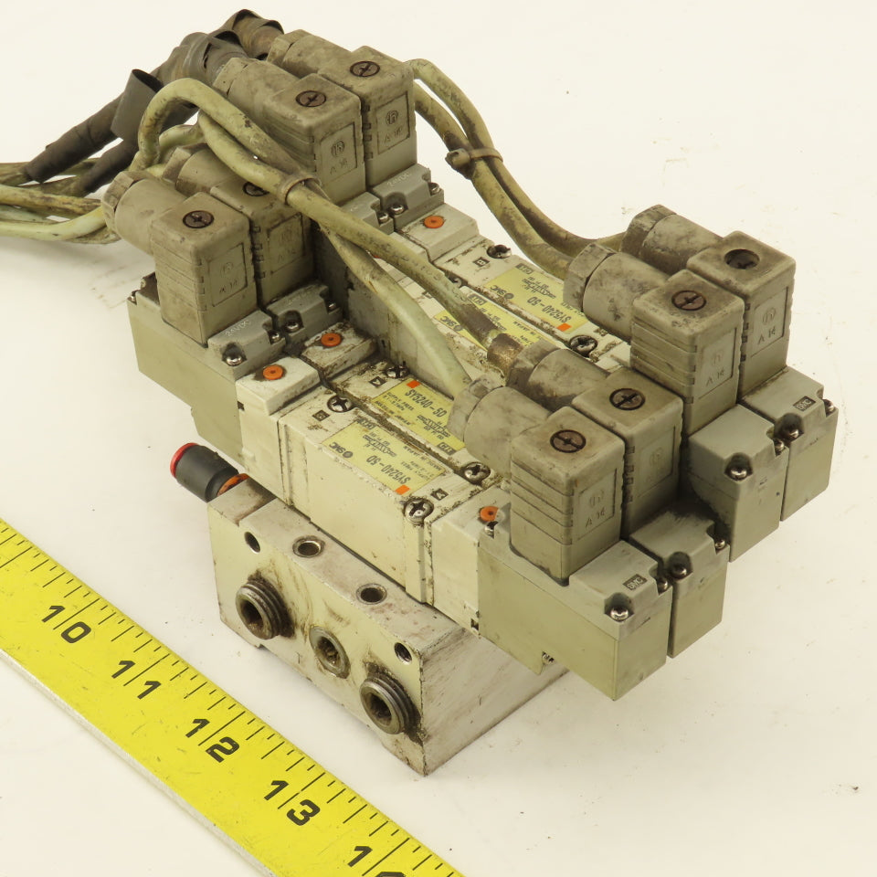 SMC SY5240-5D 2 Position Pneumatic Logic Solenoid Valve Bank Manifold 24VDC Coil