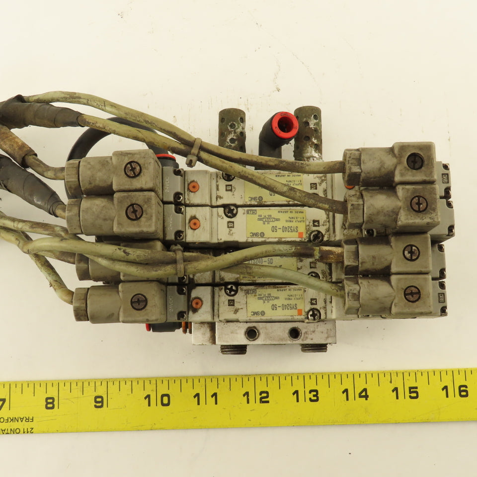 SMC SY5240-5D 2 Position Pneumatic Logic Solenoid Valve Bank Manifold 24VDC Coil