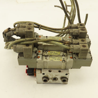 SMC SY5240-5D 2 Position Pneumatic Logic Solenoid Valve Bank Manifold 24VDC Coil