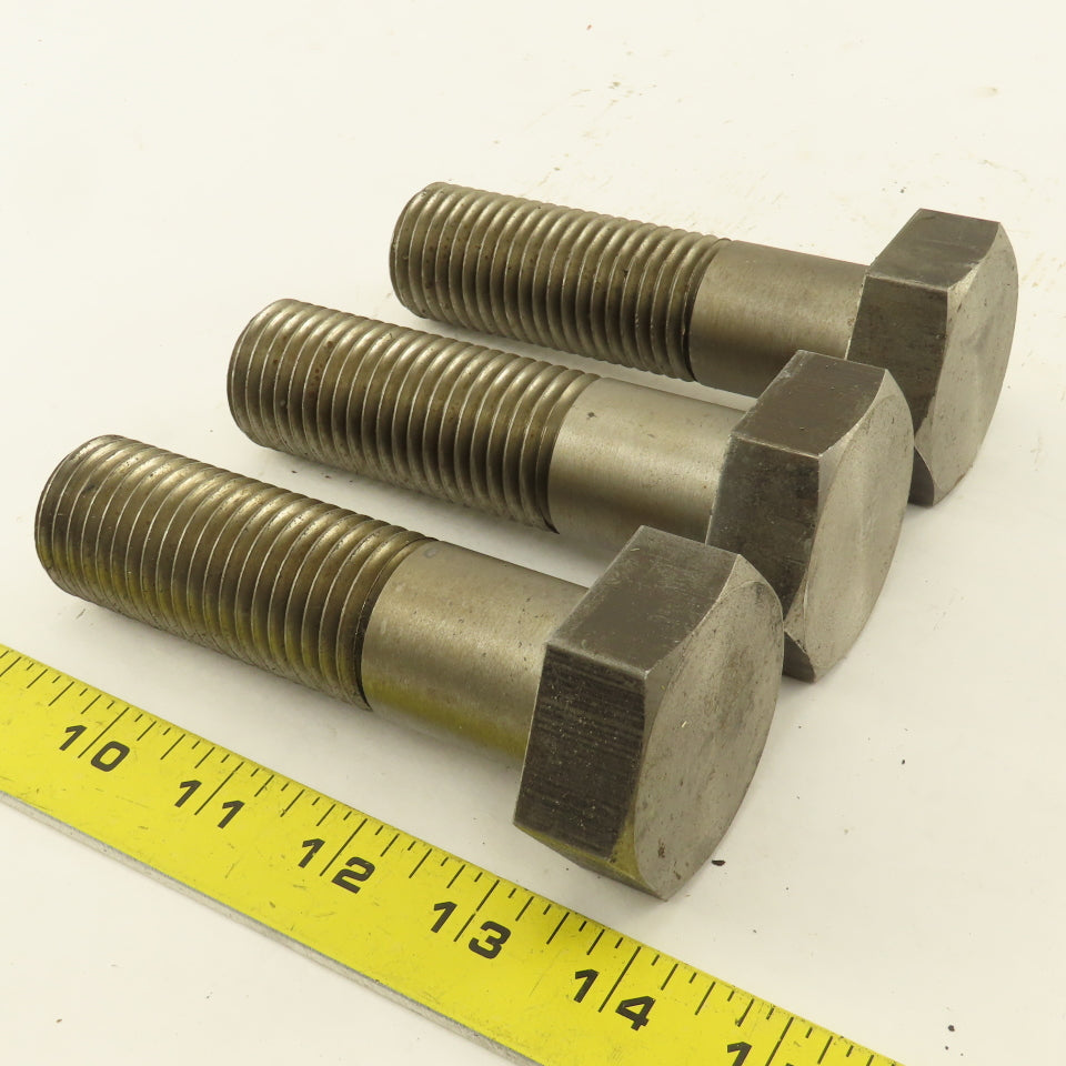 1-1/4"-7 x 4-1/2" Hex Head Bolt Custom Made Mild Steel Lot Of 3