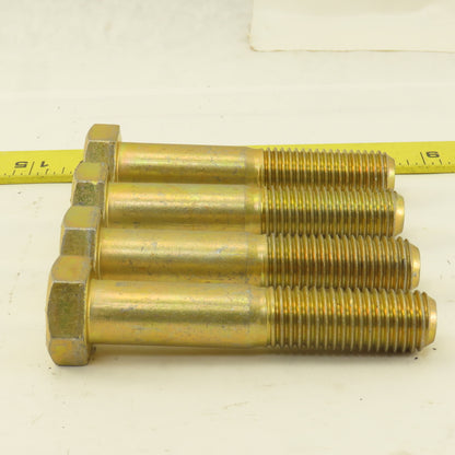 3/4"-10 x 4" Grade 8 Hex Bolt Yellow Zinc Lot Of 4