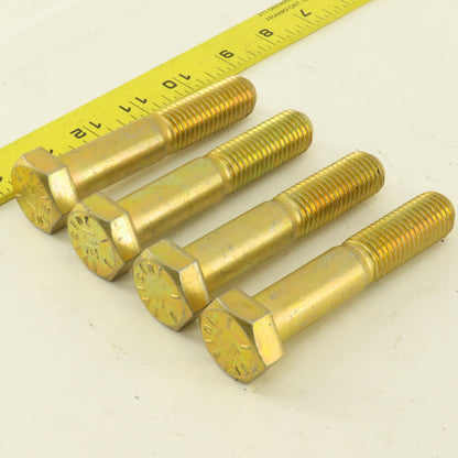3/4"-10 x 4" Grade 8 Hex Bolt Yellow Zinc Lot Of 4