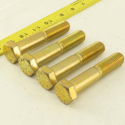 3/4"-10 x 4" Grade 8 Hex Bolt Yellow Zinc Lot Of 4
