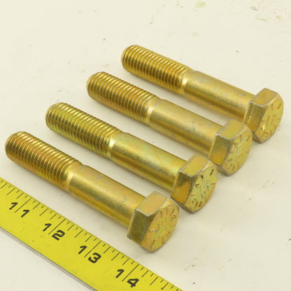 3/4"-10 x 4" Grade 8 Hex Bolt Yellow Zinc Lot Of 4