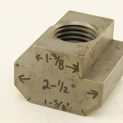 1-1/4"-7 Thread 2-1/2" Head Width T-Slot Nut 1-3/4" Tall Custom Made