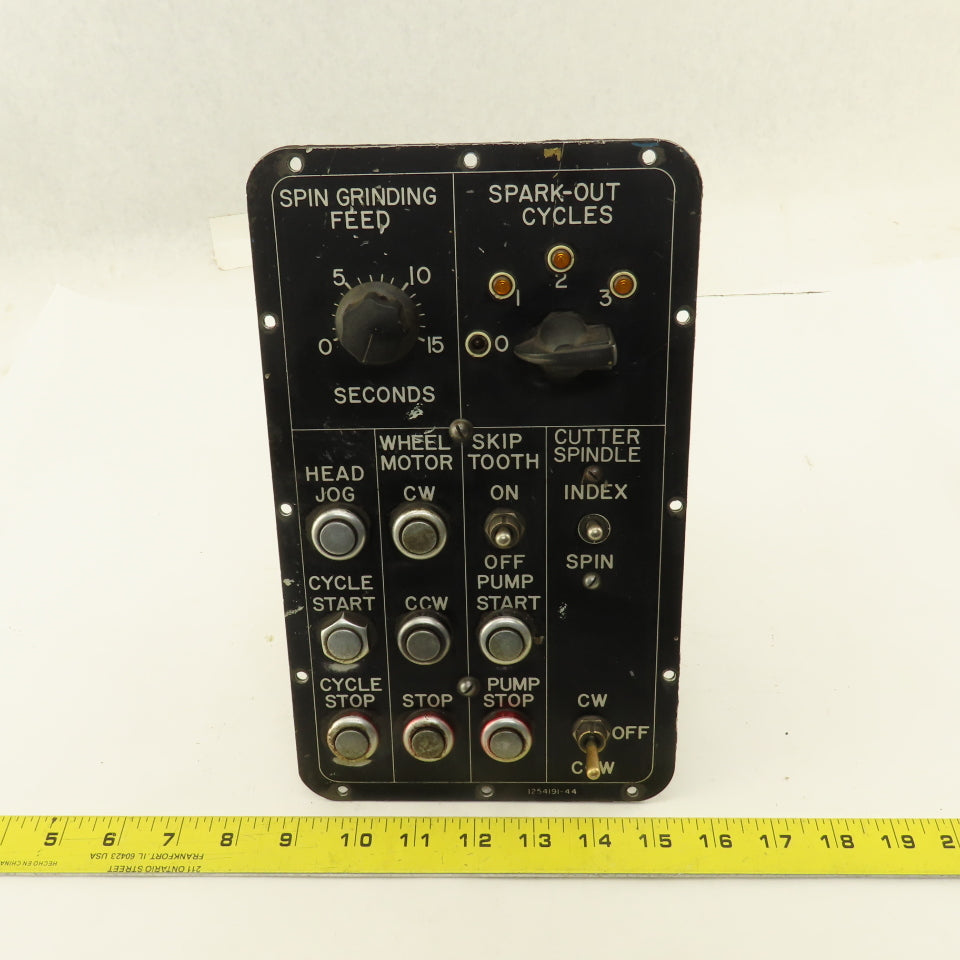 Ingersoll Cutter Grinder Machine Operator Button Switch Panel