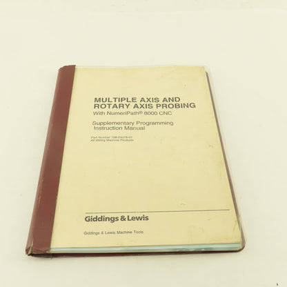 Giddings & Lewis Multiple Axis And Rotary Axis Probing Manual NumeriPath 8000