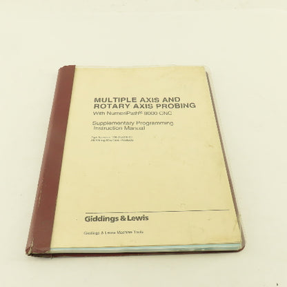 Giddings & Lewis Multiple Axis And Rotary Axis Probing Manual NumeriPath 8000