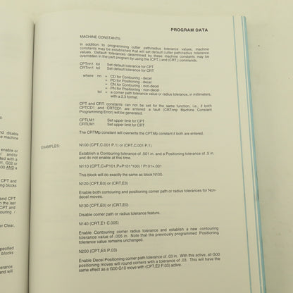 Giddings & Lewis Orion Machining Centers NumeriPath 8000 CNC Programming Manual