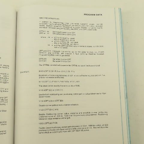 Giddings & Lewis Orion Machining Centers NumeriPath 8000 CNC Programming Manual