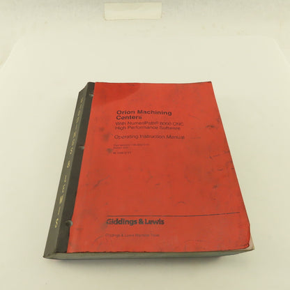 Giddings & Lewis Orion Machining Centers NumeriPath 8000 CNC Operation Manual