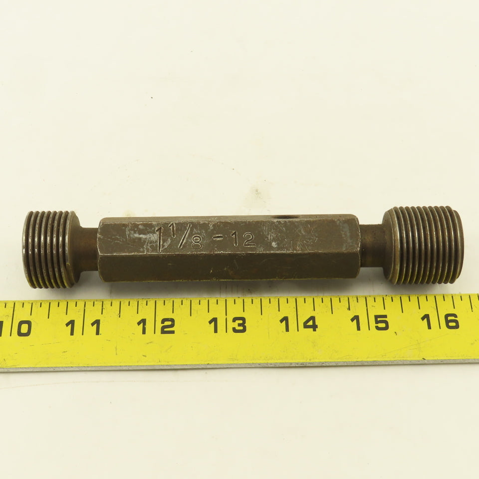 1-1/8"- 12  Thread Plug Gauge Go/No Go Right Hand