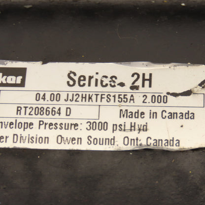 Parker JJ2HKTFS155A 4" Bore 2" Stroke 3000 PSI Double Acting Hydraulic Cylinder