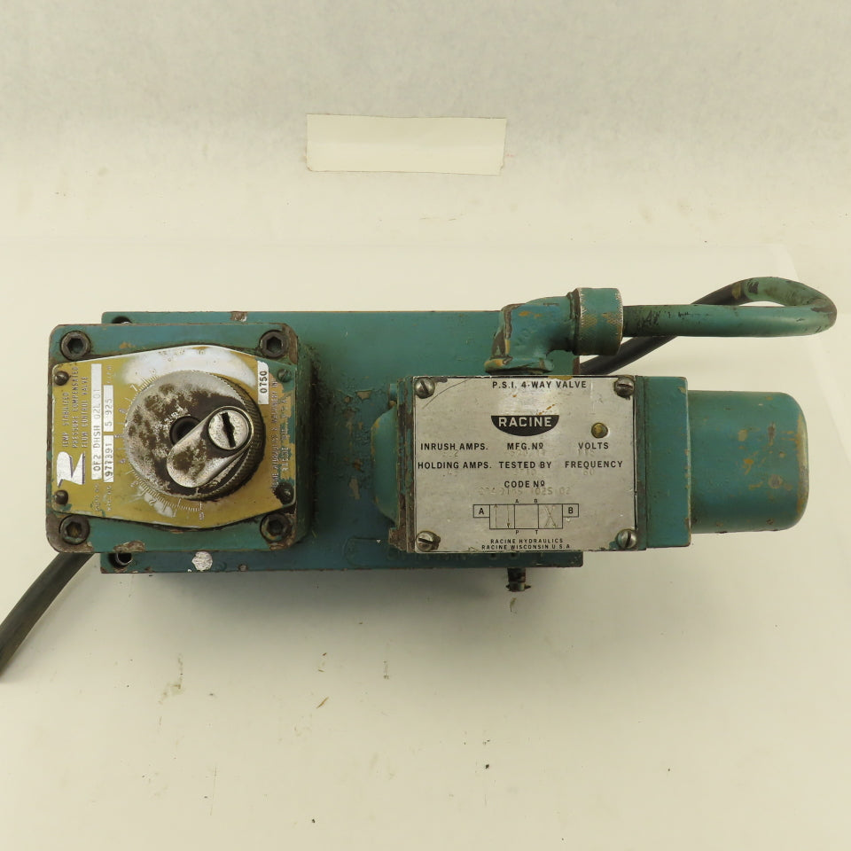 Racine 654011 4 Way Hydraulic Valve 115V 5000 PSI & Pressure Control Valve