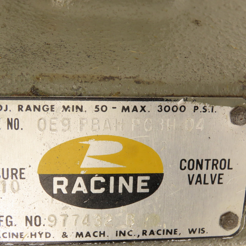 Racine 0E9 PBAH P03H 04 50-3000 PSI Adjust Range Pressure Control Valve