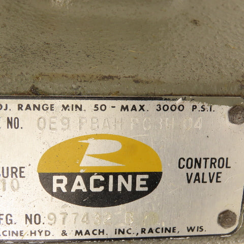 Racine 0E9 PBAH P03H 04 50-3000 PSI Adjust Range Pressure Control Valve