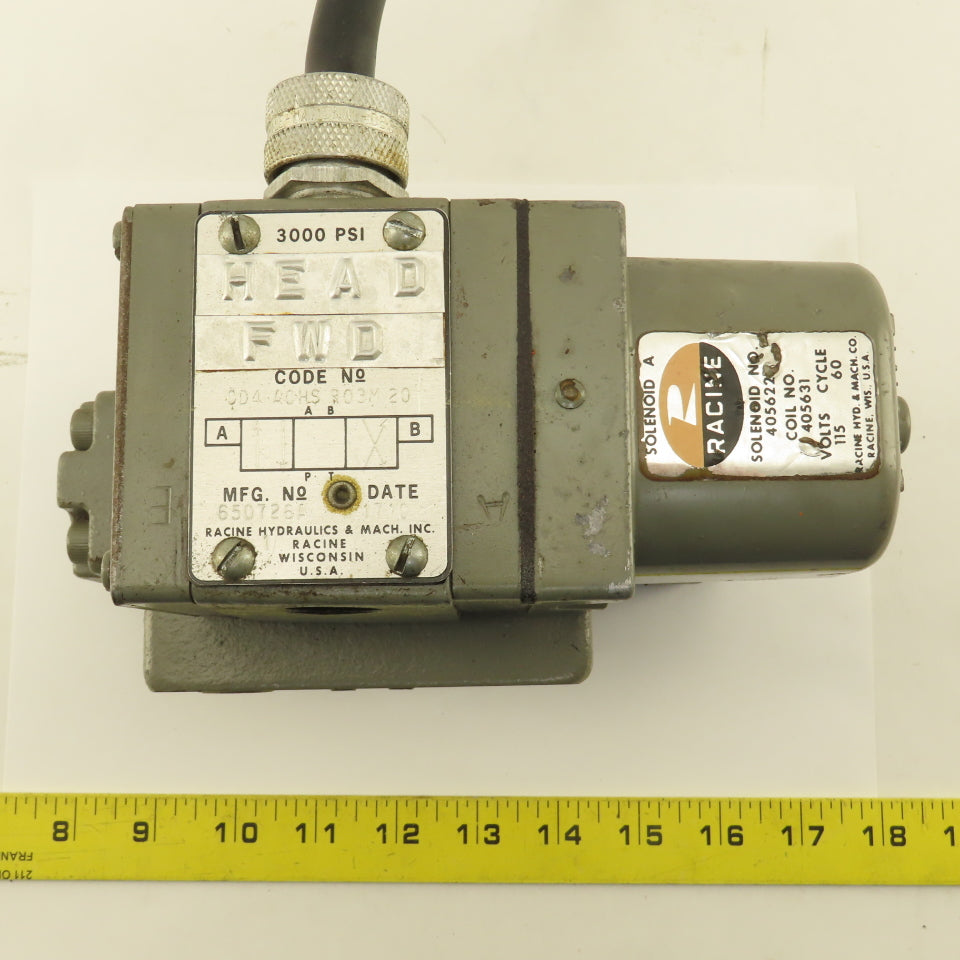 Racine 0D4-A0HS-R03M-20 650726A Single Solenoid Metered Hydraulic Valve 115V