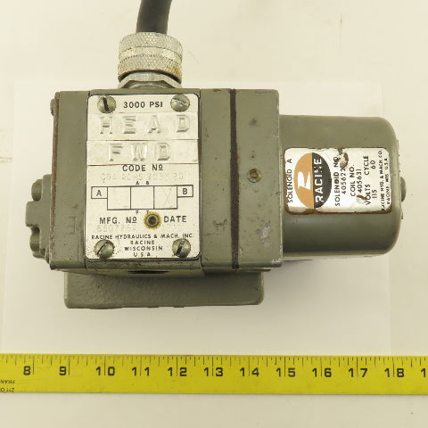 Racine 0D4-A0HS-R03M-20 650726A Single Solenoid Metered Hydraulic Valve 115V