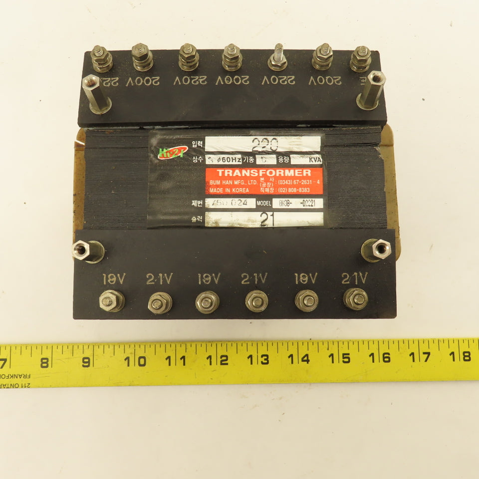 Bum Han MFG. BH3B-D2221 220V 60Hz 3Ph Primary Transformer 19/21V Secondary