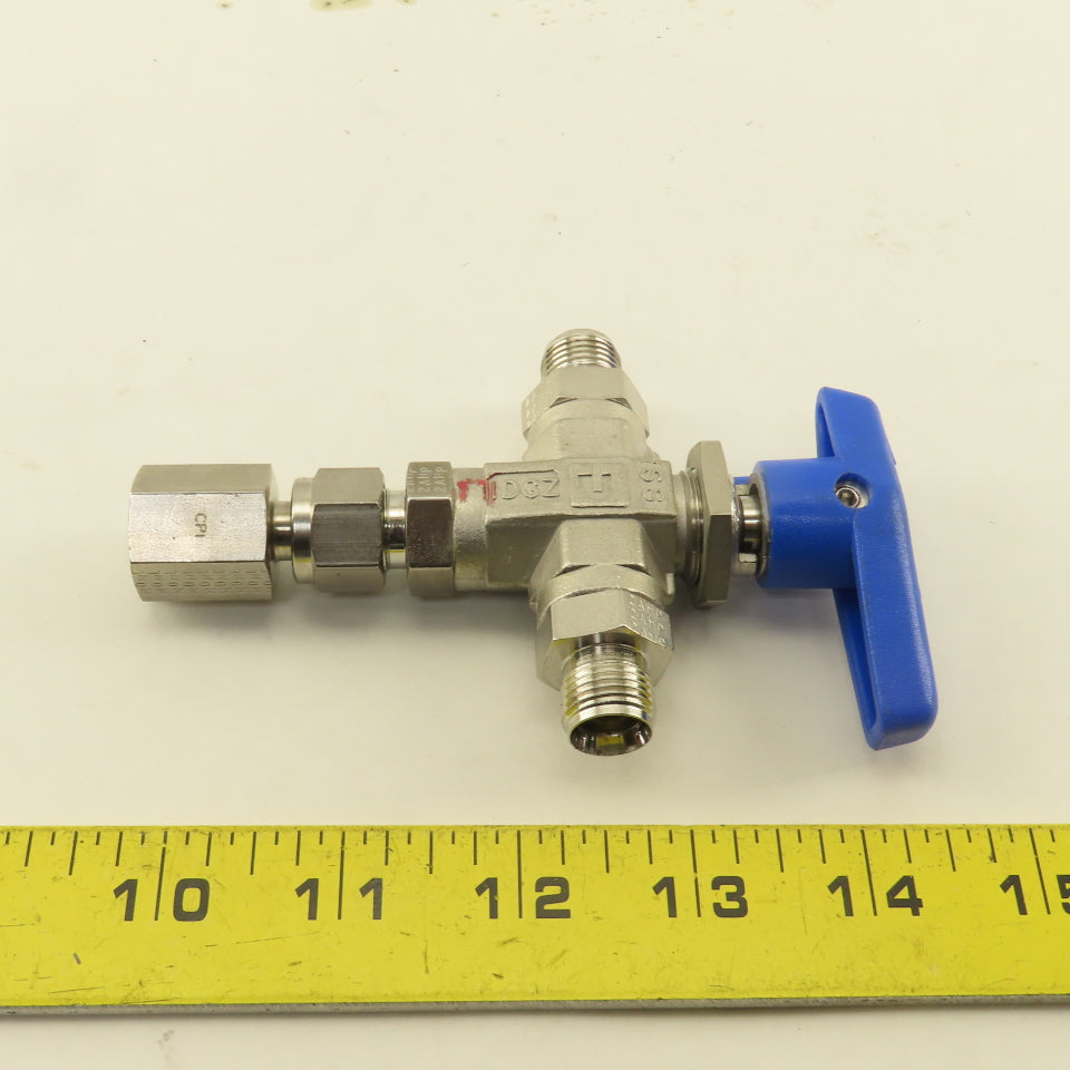 Parker 6Z-B6XJ-SSP 3/8" Tube Compression 3 Way Valve Stainless Steel