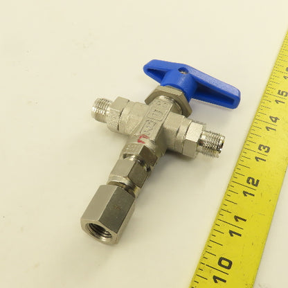 Parker 6Z-B6XJ-SSP 3/8" Tube Compression 3 Way Valve Stainless Steel