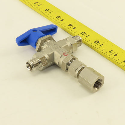 Parker 6Z-B6XJ-SSP 3/8" Tube Compression 3 Way Valve Stainless Steel
