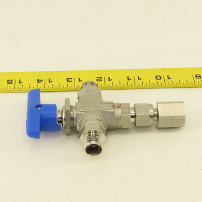 Parker 6Z-B6XJ-SSP 3/8" Tube Compression 3 Way Valve Stainless Steel
