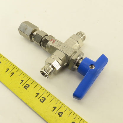 Parker 6Z-B6XJ-SSP 3/8" Tube Compression 3 Way Valve Stainless Steel