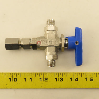 Parker 6Z-B6XJ-SSP 3/8" Tube Compression 3 Way Valve Stainless Steel