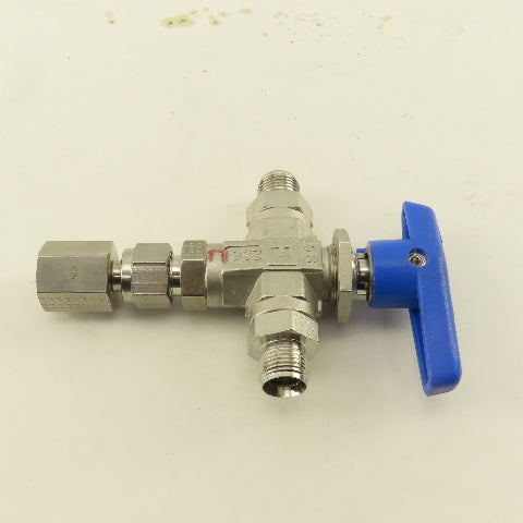 Parker 6Z-B6XJ-SSP 3/8" Tube Compression 3 Way Valve Stainless Steel