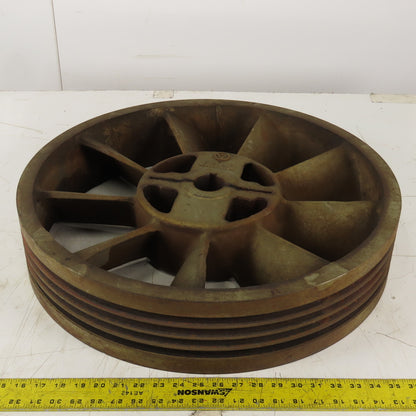 8V 4 Groove Pulley Shive 23-1/2" OD 2" ID Keyed Bore Counter Clockwise Rotation