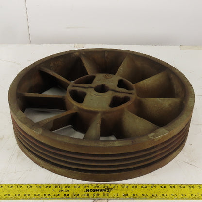 8V 4 Groove Pulley Shive 23-1/2" OD 2" ID Keyed Bore Counter Clockwise Rotation