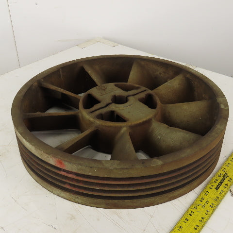 8V 4 Groove Pulley Shive 23-1/2" OD 2" ID Keyed Bore Counter Clockwise Rotation